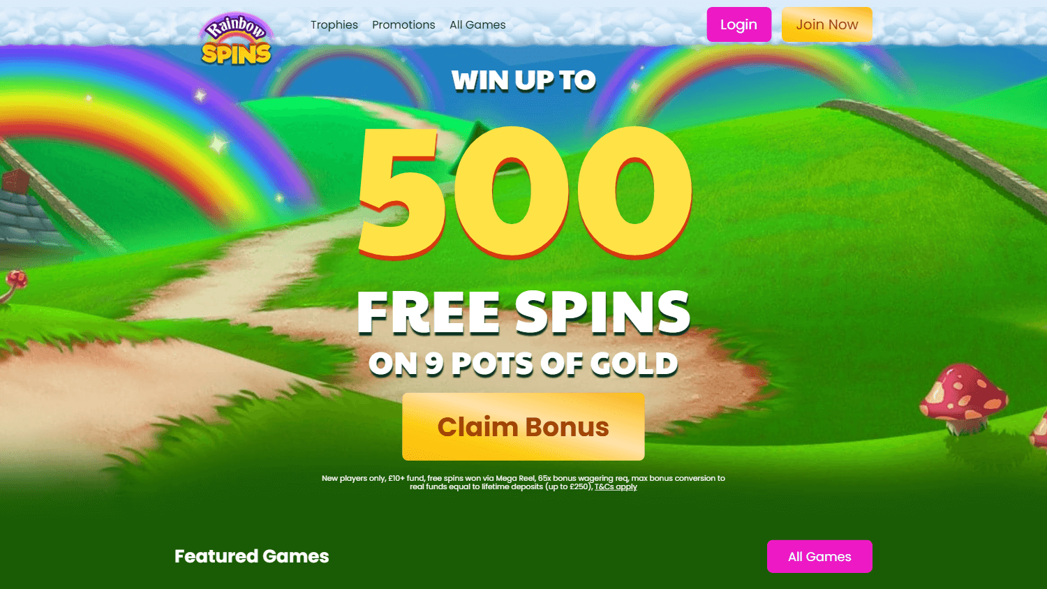 Rainbow Spins Casino Desktop screenshot